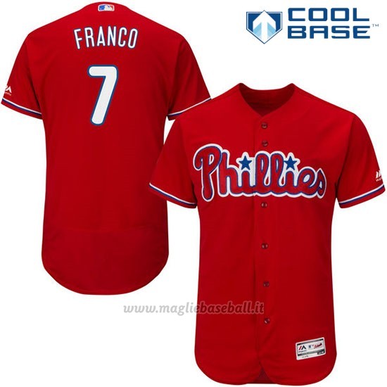 Maglia Baseball Uomo Philadelphia Phillies Randy Maikel Franco Autentico Collezione Scarlet Cool Base Giocatore